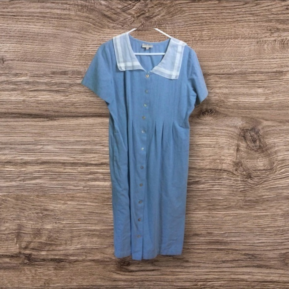 Vintage Susan Bristol chambray denim sailor aress. Size 14.
